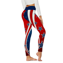 Leggings femininas de cintura alta estampadas com bolsos