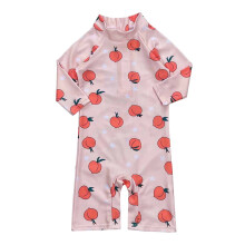Baby Girls Long Sleeve UV Rash Guard Swimsuit Red