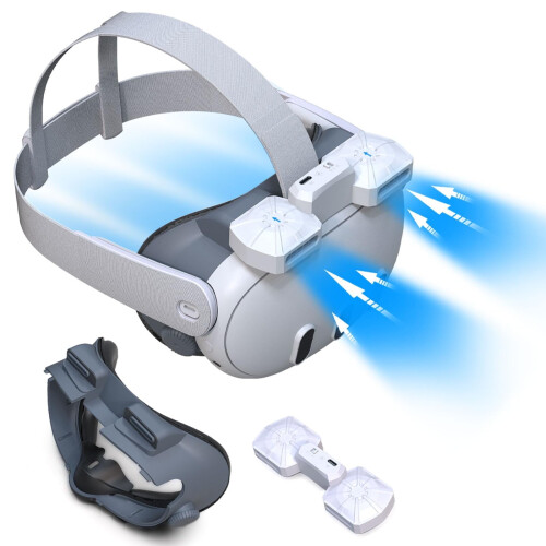 Meta Quest 3 Cooling Defogging Fan with Adjustable Leather
