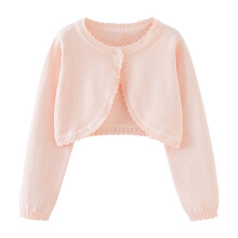 Bolero da ragazza rosa, corto, in maglia, a maniche lunghe
