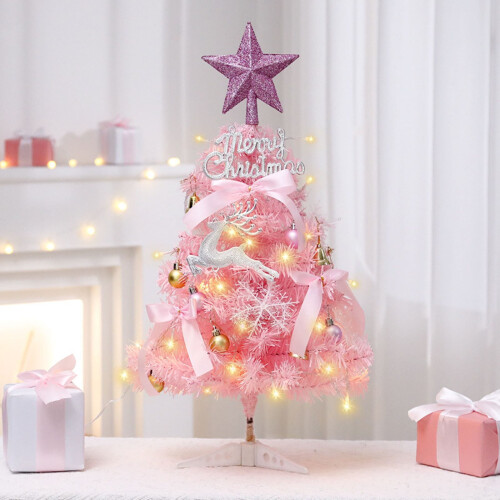 Pink Mini Christmas Tree with Lights 17.7 in 2