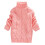 Kindertrui met col, kabelgebreid, roze 1