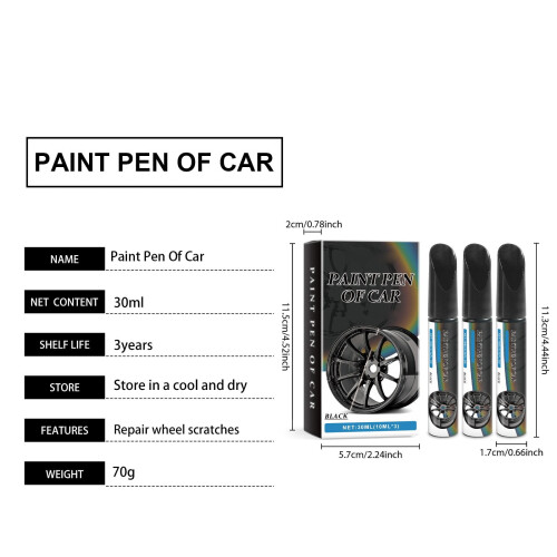 Car wheel scratch repair pen black 10ml  3 2