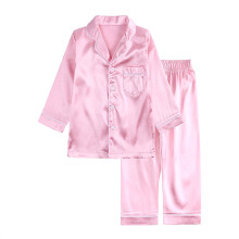 Sidenliknande pyjamasset för småbarn Rosa 1-2 år