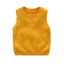 Gilet in maglia con scollo a V per bambini, in cotone, giallo, 2,5-3 anni