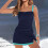 Zweiteiliger Tankini mit hohem Bund, einfarbig blau 2