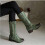Botas femininas de camurça com cano largo e salto baixo, tamanho 10. 2