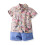 Ensemble garçon haut à manches courtes fleuri et short à bretelles taille 8