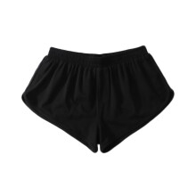 Heren katoenen workoutshorts, effen zwart, met elastische tailleband.