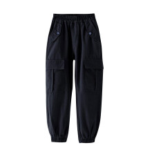 Pantaloni cargo da jogging da ragazza in cotone, neri
