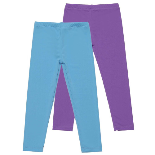 Jenteleggings for alderen 3–12 år, 2-pakning, elastisk og