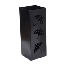 Black Square Metal Umbrella Stand 6.3 x 16.5 Inch