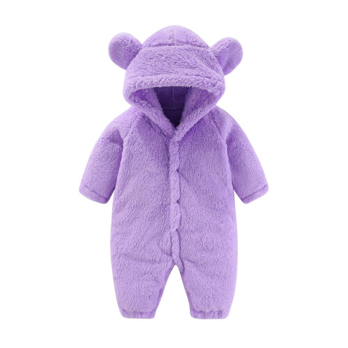 Macacão de lã com capuz e orelhas de urso para bebês de 3 meses