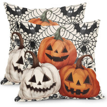 Halloween-Kissenbezüge, 40 x 40 cm, 2er-Set, Vintage-Kürbis