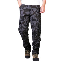 Herren-Baumwollhose mit Camouflage-Muster, lang, blau, Übergröße