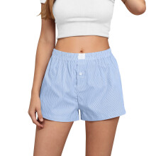 Damen-Shorts mit hohem Bund, kariert und weitem Bein