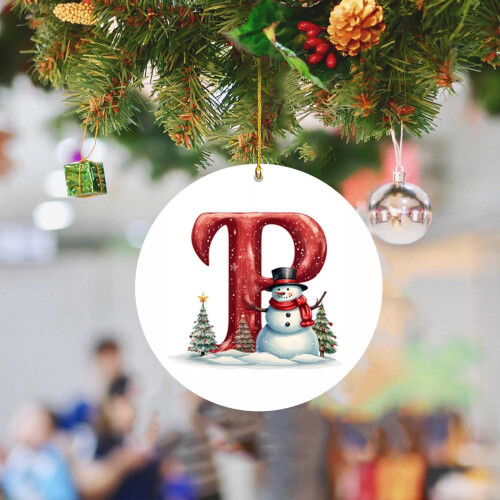 26-Letter Christmas Ornaments Red White Tree Pendant 1