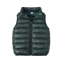 Gilet imbottito trapuntato per bambini di 2-3 anni, colore verde oliva.