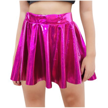 Saia infantil multicolorida rosa choque, tamanho 11-12 anos.