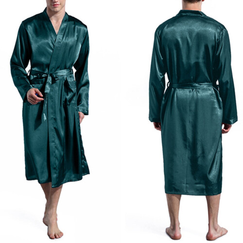 Badrock i satin för män, armégrön, plus size 1