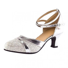 UTTOASFAY Women's Ballroom Tango Shoes Silver Size 35