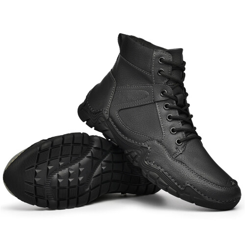Men's Casual High-Top Leather Boots Warm Short Style