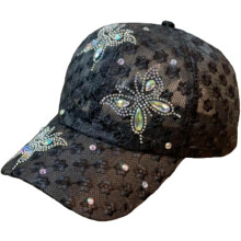 Women's Bling Rhinestone Butterfly Baseball Cap Adjustable Hip Hop Hat Outdoor Casual Trendy Sun hat
