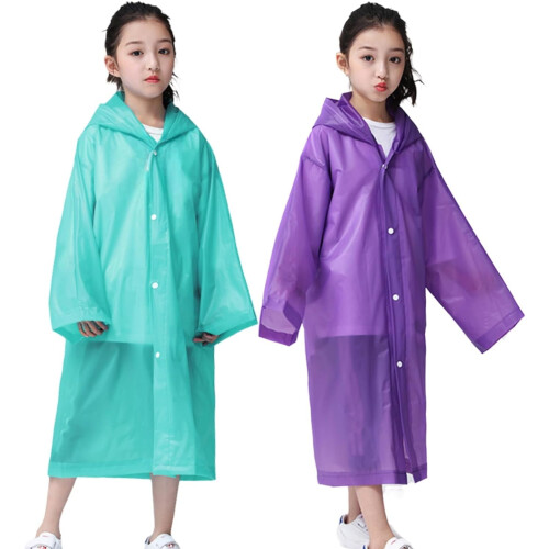 Kids Rain Poncho Reusable 2-Pack for Ages 6-14