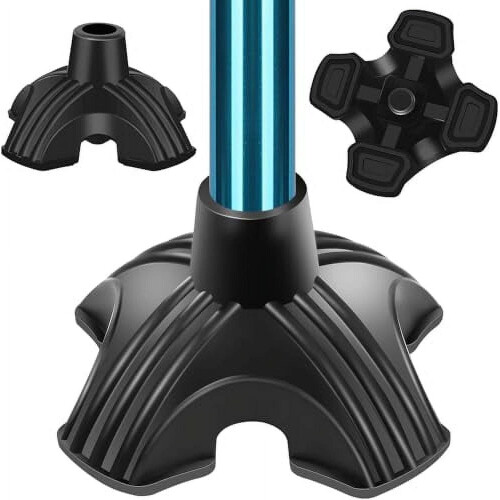 Cane Tips Quad Support Non-Slip Rubber 4-Pack