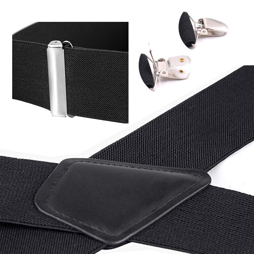 Adjustable Elastic X-Back Suspenders with Metal Clips 1