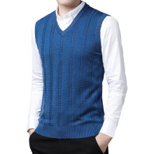 Męski sweter-kamizelka w jednolitym kolorze, luźny krój, dekolt w serek