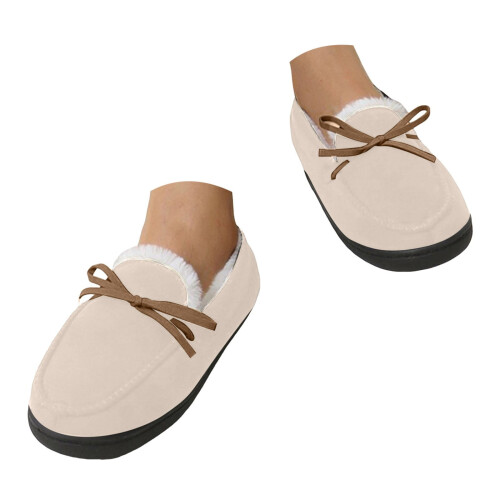 Pantufas mocassim femininas de camurça, quentinhas e macias, para uso interno e externo. 1