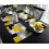 Set de 6 sets de table abstraits noirs et jaunes antidérapants 3