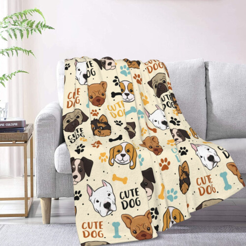 Manta de lã macia com tema de cachorro, 101,6 x 76,2 cm (40 x 30 polegadas) 1