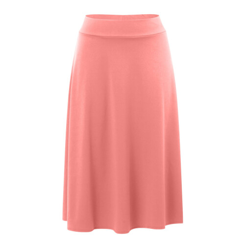 Dame ensfarget midi-skjørt i roségull, S 2