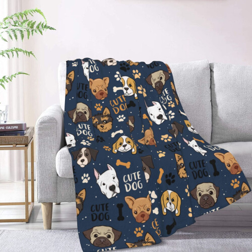 Manta de lã macia com tema de cachorro, 127 x 102 cm (50 x 40 polegadas) 1