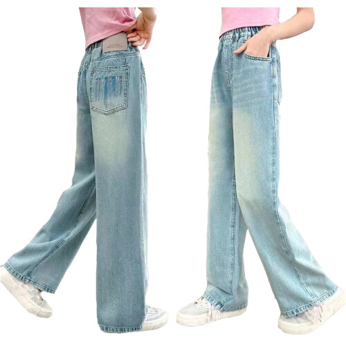 Schlagjeans für Mädchen, bestickt, Stretch-Denim