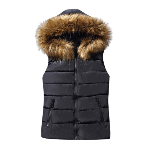 Women's down vest lightweight zip-up puffer black