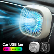 Ventilador de saída de ar para carro com USB, 3 velocidades e luz colorida.