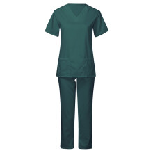 Women's Medical Scrubs Set Army Green Short Sleeve Top and
