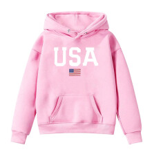 Amerikansk flagghuvtröja för barn rosa 11–12 år