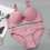 Women's Comfortable Everyday Bra and Panties Set Pink 2