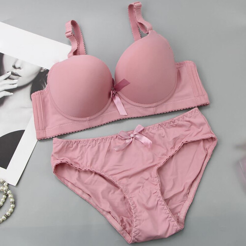 Women's Comfortable Everyday Bra and Panties Set Pink 1
