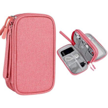 Bolsa organizadora de cabos portátil e à prova d'água rosa