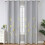 Light Grey Blackout Curtains with Gold Palm Design Thermal 1