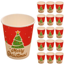 Vasos de papel navideños con diseño de Papá Noel (16 unidades)