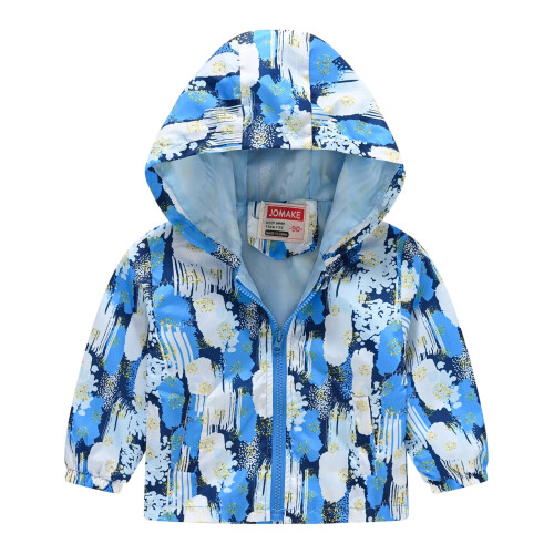 Kids Spring Fall Hooded Jacket Cartoon Print Windproof Coat