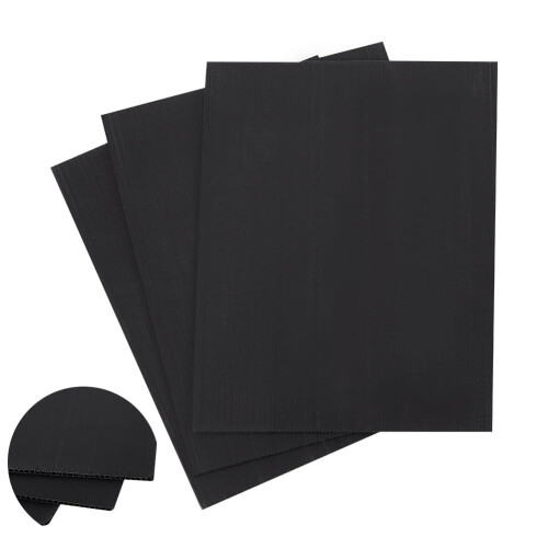 Black Corrugated Plastic Sheets 12x15.7" 3mm 3 pcs