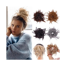 Extensão de cabelo sintético para coque com elástico.