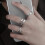 Open silver-plated rings set of 3 2